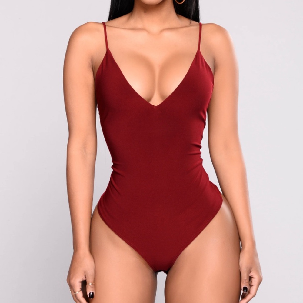 Sleek burgundy bodysuit